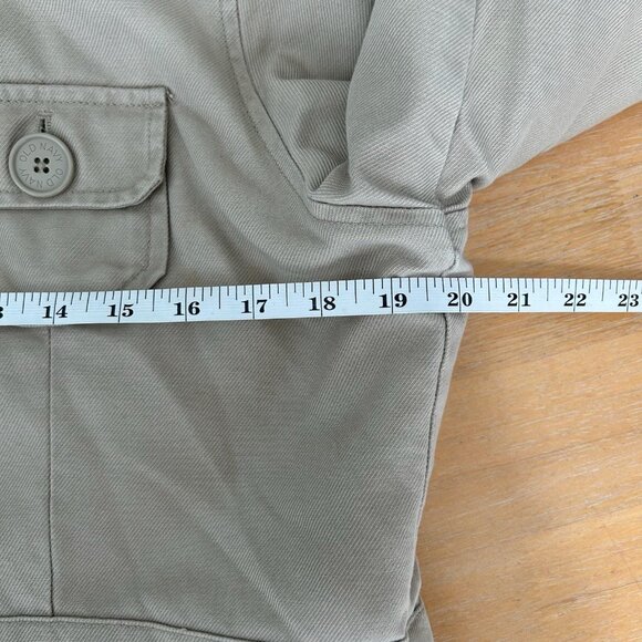 Old Navy Hooded Utility Jacket Womens L Khaki Cargo Quilted Thermal Lined Canvas - Picture 7 of 10